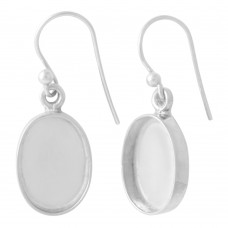 Oval shape silver blank bezel cup casting earring for stone setting